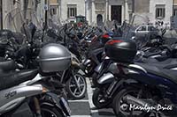 Rows of motorcycles and scooters, Rome, Italy