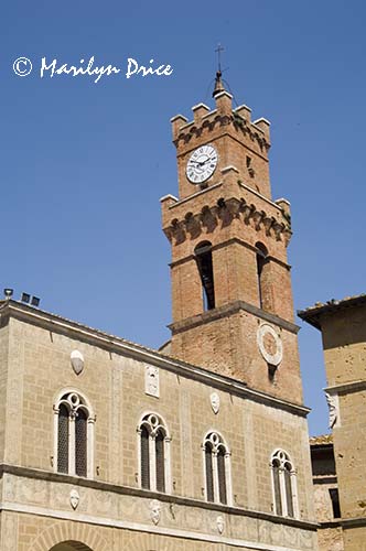 Clock tower, Pienza, Tuscany, Italy