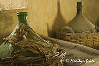 Old wine bottles, Tuscany, Italy