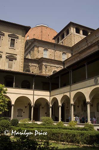 Cloister and dome of San Lorenzo, Florence, Italy