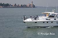 Bicycles on the bow of a boat, Venice, Italy