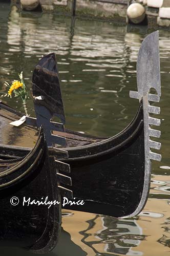 Gondola prows, Venice, Italy