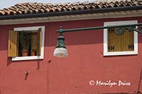 Windows and lamp, Burano, Italy