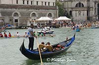 Grand Canal and parade of rowed boats, Venice, Italy