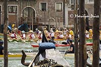 Grand Canal and parade of rowed boats, Venice, Italy