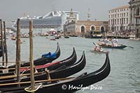 Grand Canal and parade of rowed boats, Venice, Italy