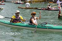 Grand Canal and parade of rowed boats, Venice, Italy