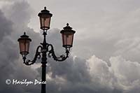 Lamppost and storm clouds, San Giorgio, Venice, Italy