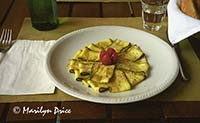 Lunch, marinated zucchini strips, Venice, Italy