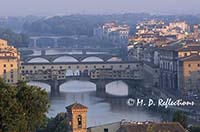 Ponte Vecchio and the bridges of the Arno River, Florence, Italy