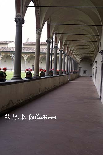 Cloister at Certosa de Firenze, a monastery near Florence, Italy