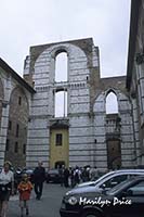 Incomplete cathedral wall - construction stopped with Black Death in Middle Ages, Siena, Italy