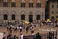 Preparing for movie scene involving Palio, Siena, Italy