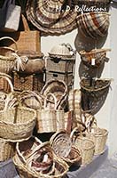 Baskets for sale at the weekly market, Greve in Chianti, Italy