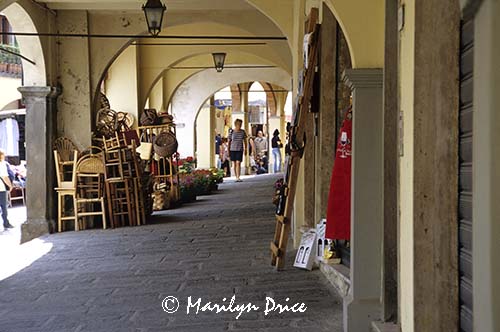 Colonnade near market, Greve in Chianti, Italy