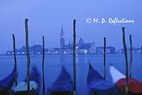 Gondolas and San Giorgio, Venice, Italy