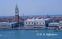 View from San Giorgio's bell tower, including Doge's Palace and Campanile, Venice, Italy