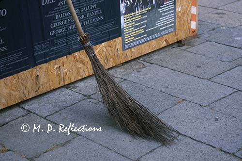 Street sweeper's broom, Venice, Italy