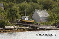 Fishing boat pulled ashore for repairs, Northwest Cove, Nova Scotia