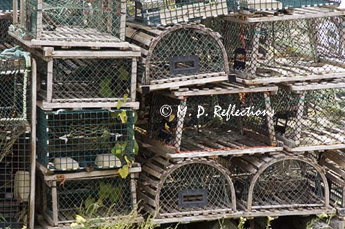 Stacked lobster pots