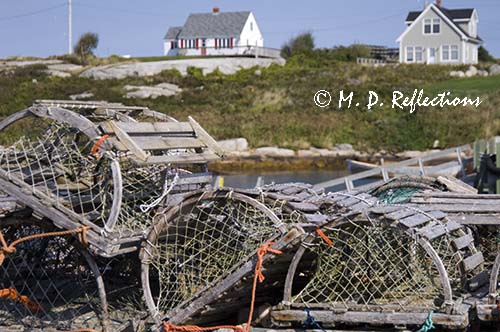 Stacked lobster pots