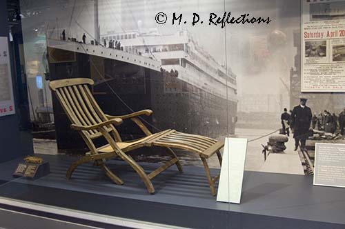 Deck chair recovered from the Titanic, Titanic Exhibit at the Maritime Museum, Halifax, Nova Scotia