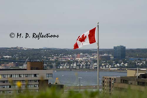 Canadian flag flies high over Halifax, Nova Scotia