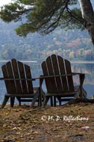 Adirondack chairs and autumn reflections, Nahmakanta Lake, ME