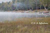 Canoes and photographers in the fog at Nahmakanta Lake