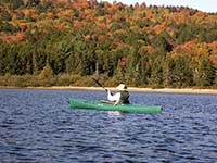 Marilyn tried kayaking, Nahmakanta Lake, ME