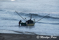 Launching a dory boat, Cape Kiwanda, OR