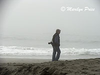 Marilyn on the foggy beach, Harris Beach, OR