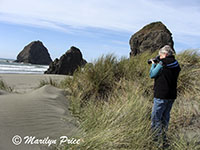 Marilyn shooting sand dunes, Cape Sebastian, OR