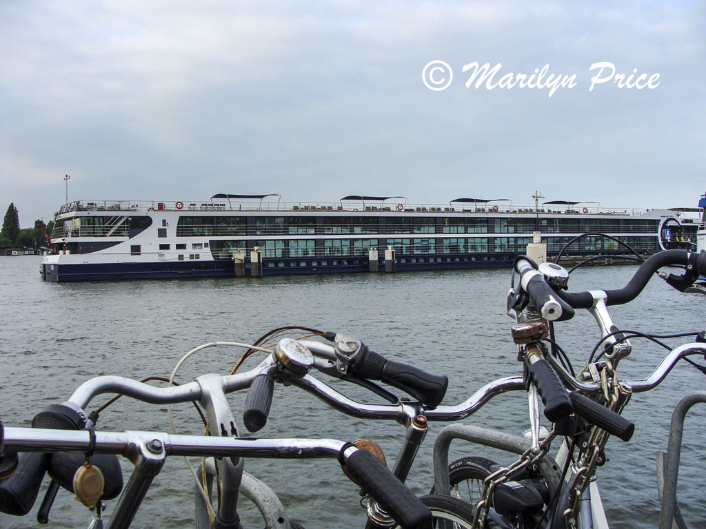 Avalon Vista (our ship) at dock, Amsterdam, Netherlands