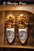 Wooden shoes filled with wooden tulips, Zaanse Schaans, Netherlands