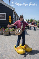 Carl in oversized wooden shoes, Zaanse Schaans, Netherlands