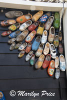 Old wooden shoes nailed to a wall, Zaanse Schaans, Netherlands