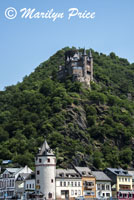 Katz Castle and town of St. Goarshausen, Rhine Gorge, Germany