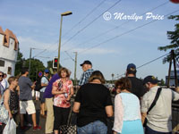 Waiting at the train crossing, Rudesheim, Germany