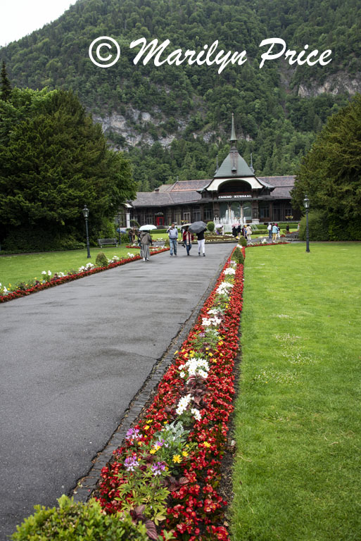 Flowers line the walkway to the casino, Interlaken, Switzerland