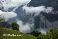 Waterfalls and cloud filled valleys, Wengen, Switzerland