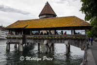 Chapel Bridge and tower, part of former city defenses, Lucerne, Switzerland