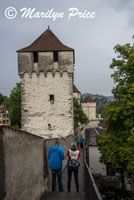 Three of the nine towers, Musegg Wall, town wall of the city, Lucerne, Switzerland