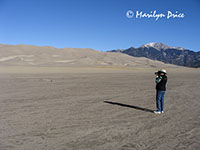 Marilyn shoots the dunes, Great Sand Dunes National Park, CO