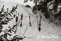 Time for a break for lunch, outside our condo, Steamboat Springs, CO