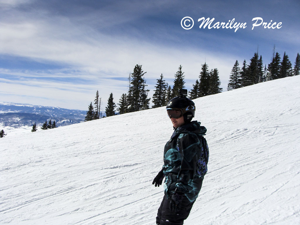 Kelly snowboarding, Steamboat Springs, CO