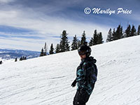 Kelly snowboarding, Steamboat Springs, CO