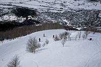 Skiers and boarders on a ski run, Steamboat Springs, CO