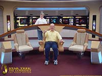 Carl and Marilyn on the bridge of the Enterprise