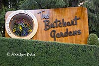 Sign at the main entrance to Butchart Gardens, Victoria, BC